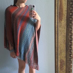 Woven Heart knit poncho